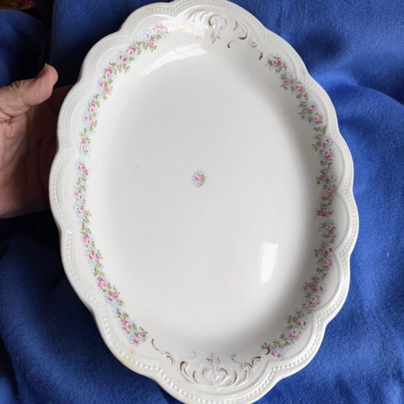 Vintage Johnson Bros Old English Oval Platter Pink Roses - Picture 1 of 8